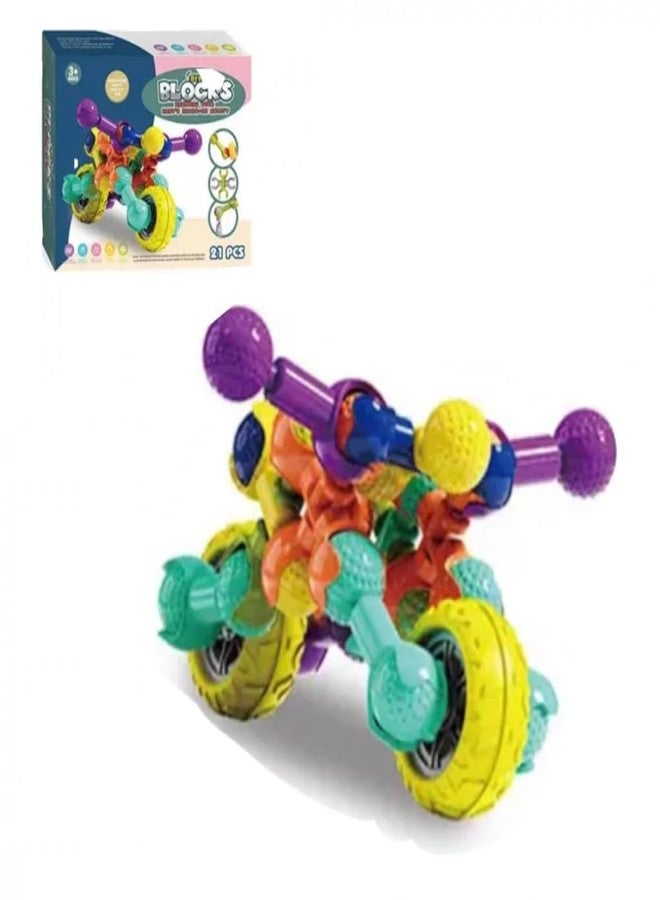 ICW STEM Toys Vehicles Building Blocks Creative Model Educational Construction Toys Preschool Learning Toys Engineering Creative DIY Game (Bike 628-6A (21 pc)) - Image 1